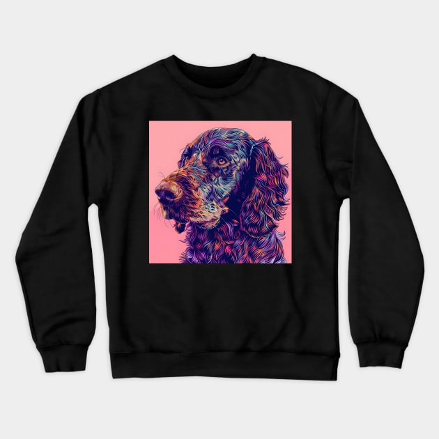 Retro Curly-coated Retriever: Pastel Pup Revival Crewneck Sweatshirt by NatashaCuteShop